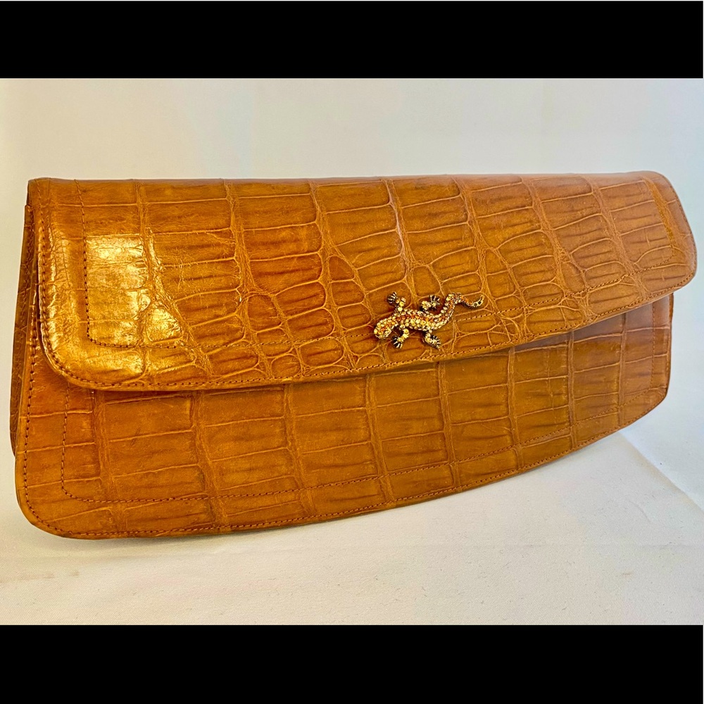 Mondaine Vintage Alligator Clutch Purse Crocodile